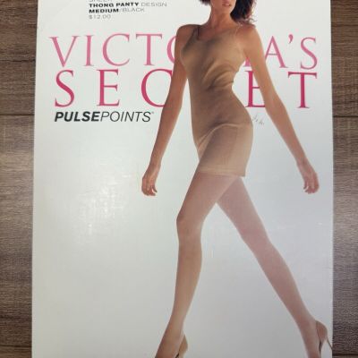 Victorias Secret M Pulse Points Compression Level 1 Sheer Thong Panty Hose Black